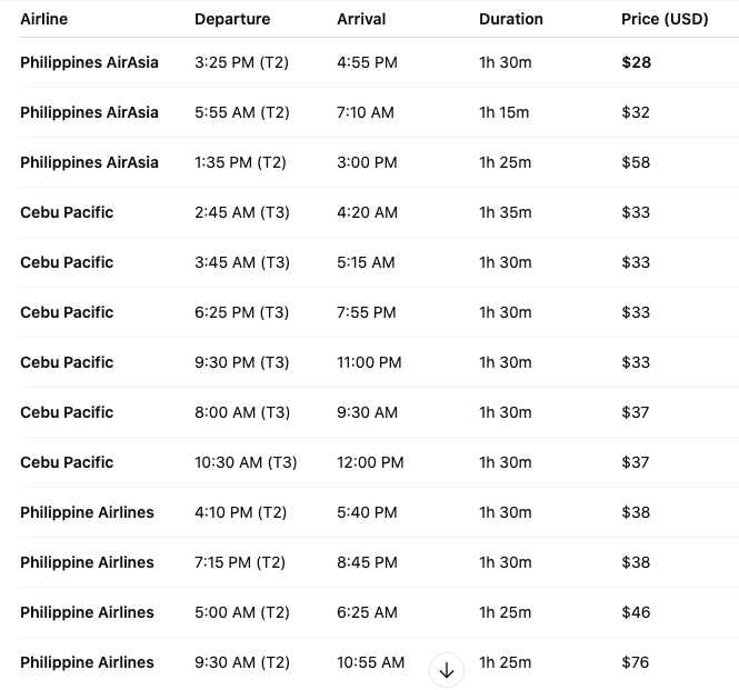flights manila puerto princesa