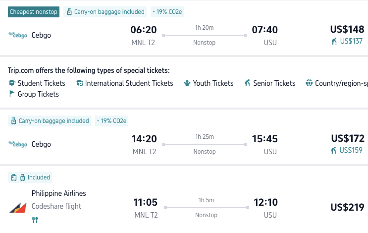 flights manila to coron