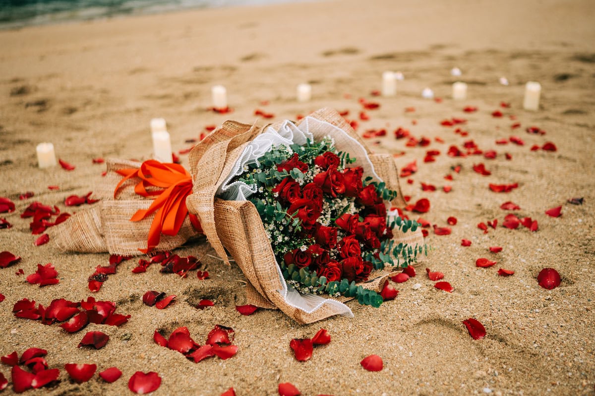 Beautiful wedding proposal setup on the beach in El Nido, Philippines.