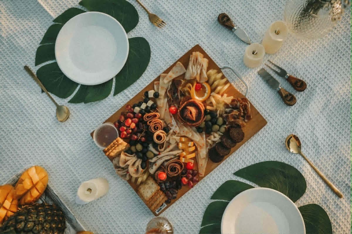 Elegant wedding proposal setup in El Nido, Philippines with a beautifully arranged dessert platter.