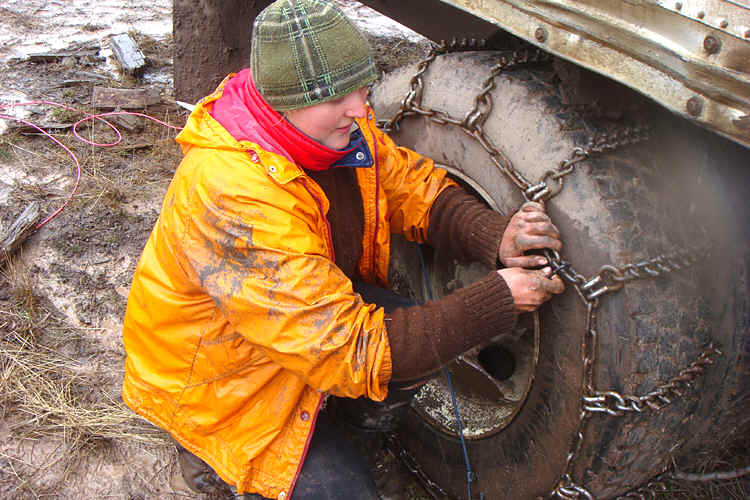 treeplanting truck stuck in mud