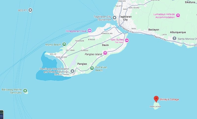 Pamalican island map closer