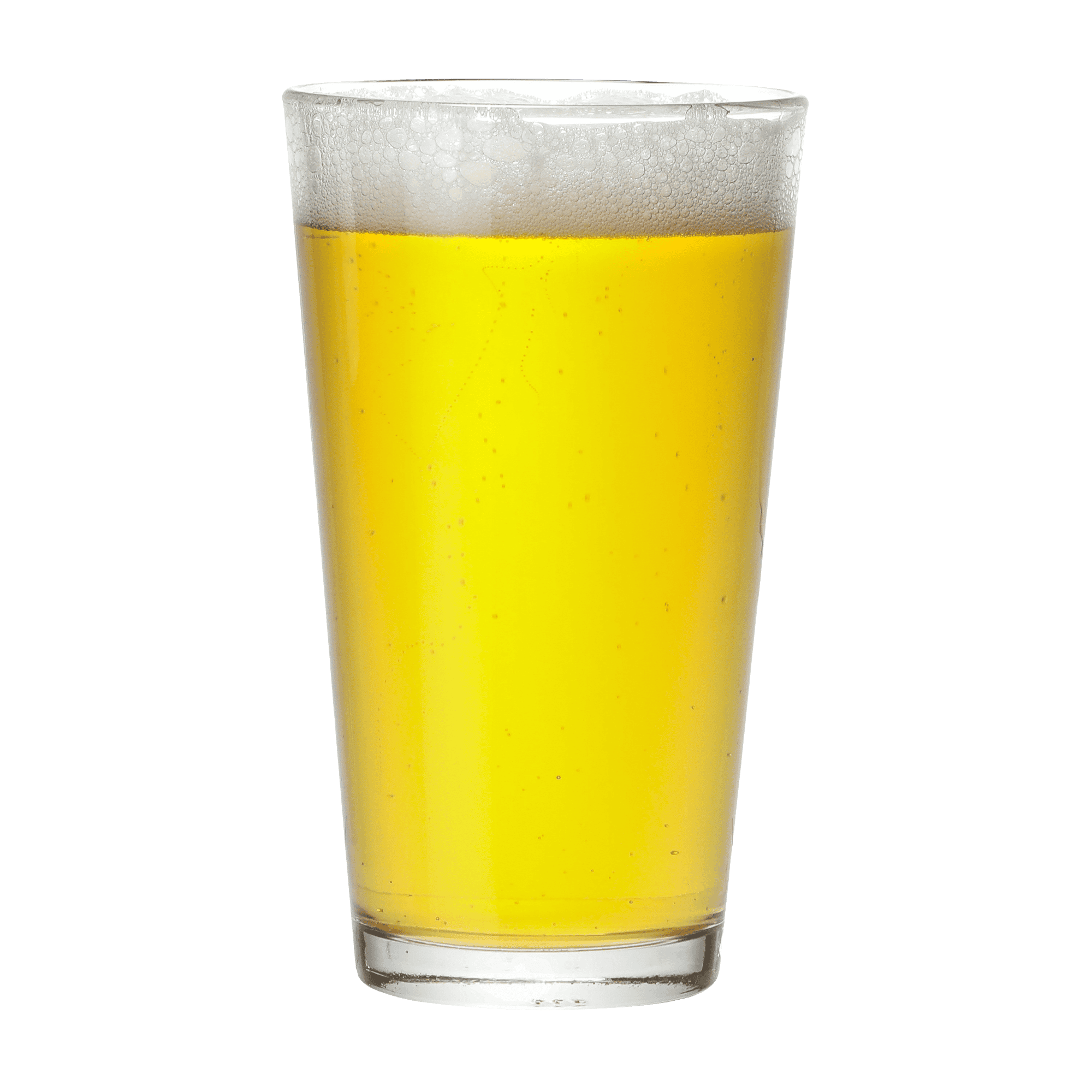 Golden beer in a clear glass, topped with a frothy head, perfect for refreshing times.