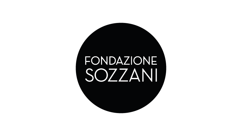 a black circle with the words fondazione sozzani on it