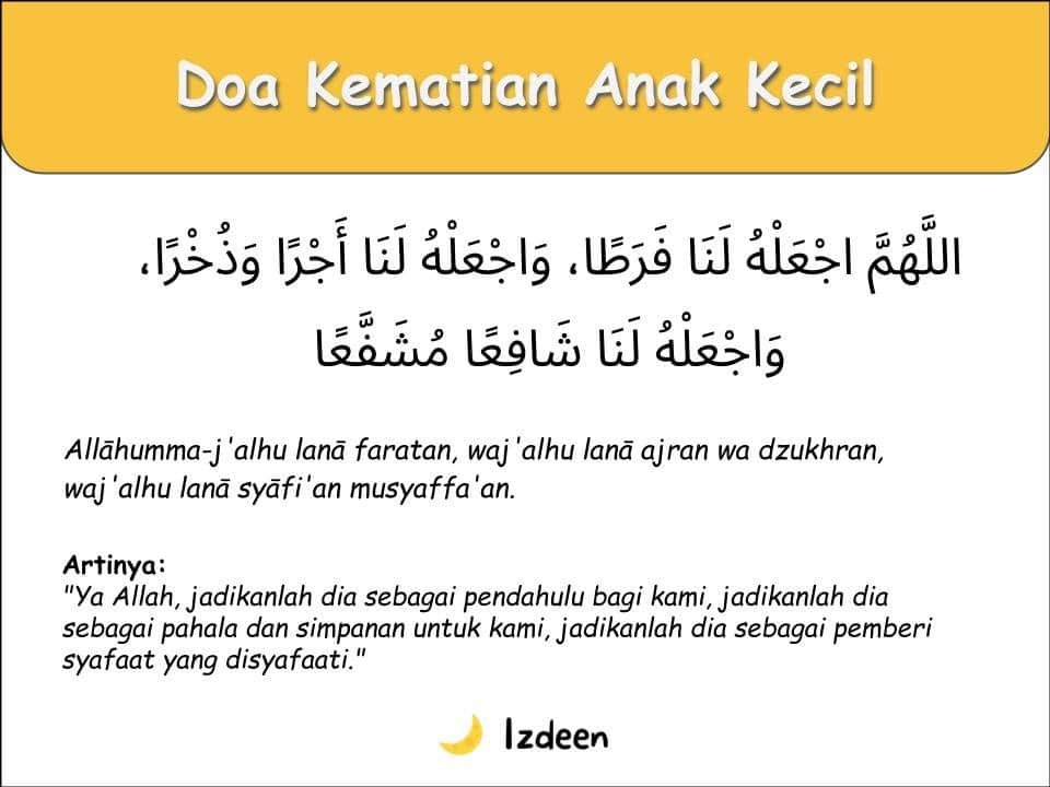 Teks Doa kematian anak kecil arab, rumi, maksud