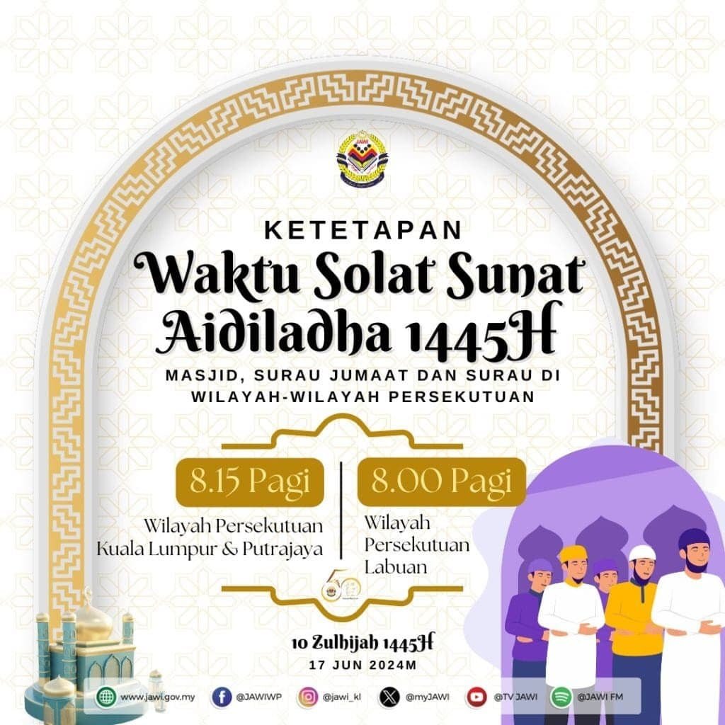 waktu solat sunat aidiladha wilayah persekutuan