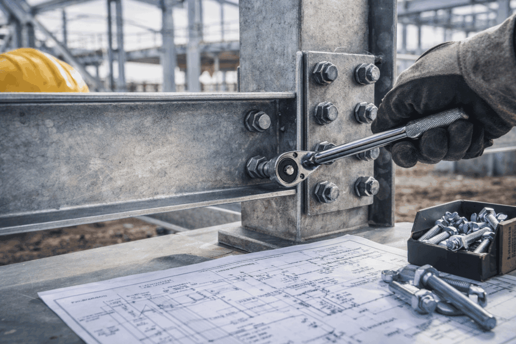 Łatwość montażu konstrukcji stalowej - miejsce na rękę