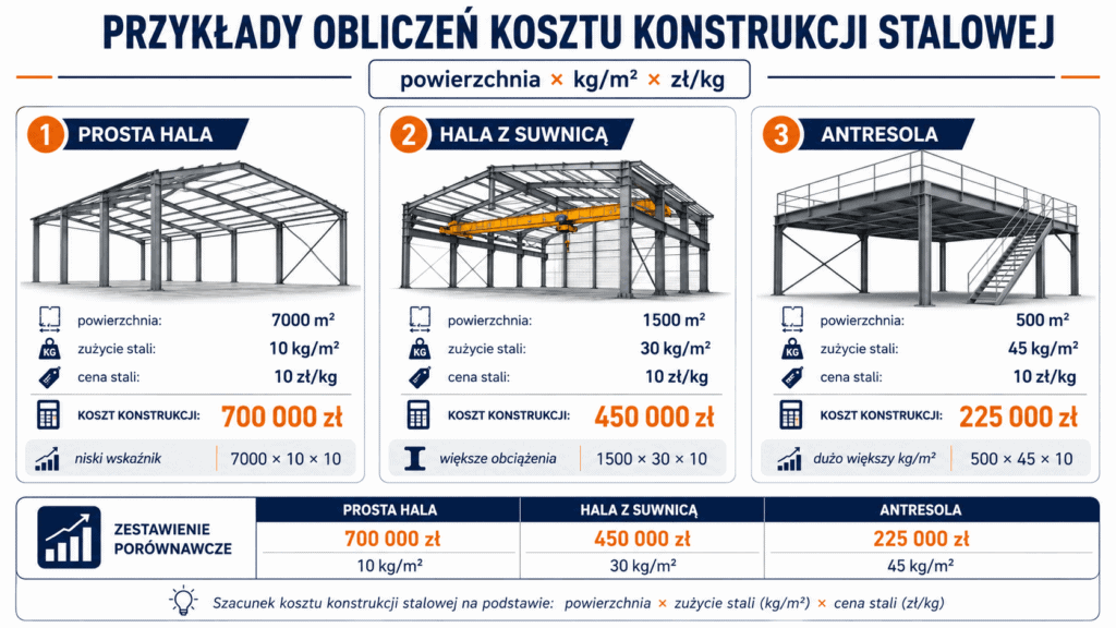 Koszt konstrukcji stalowej - rozdzial 2 - przykłady cen konstrukcji