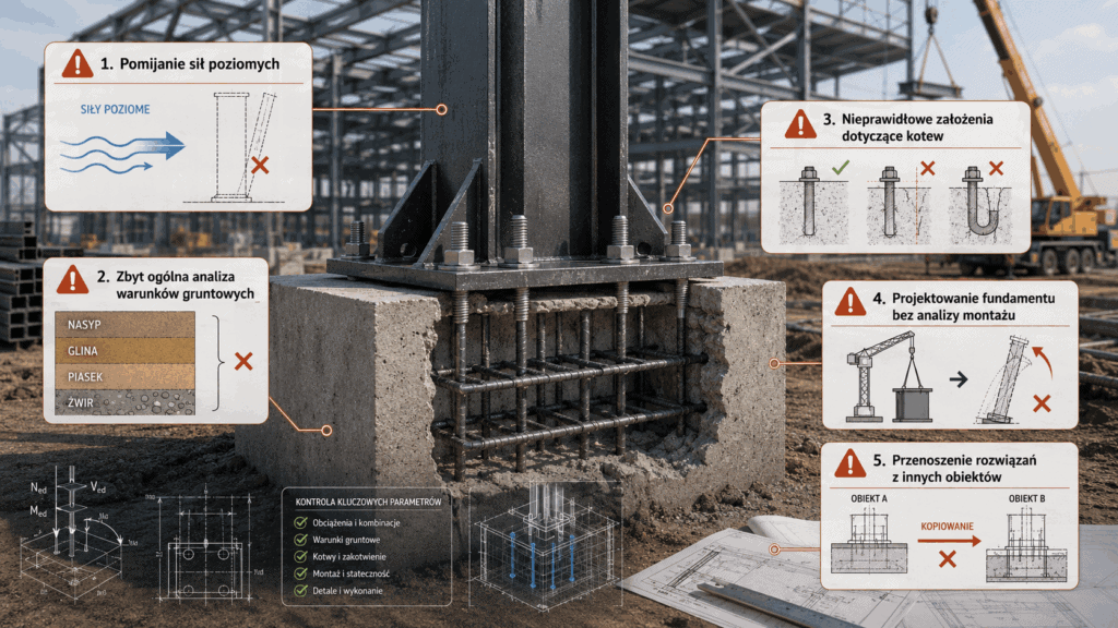 fundamenty pod konstrukcję stalową - błędy