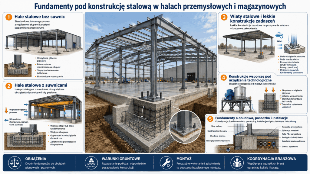 fundamenty pod konstrukcję stalową - hale