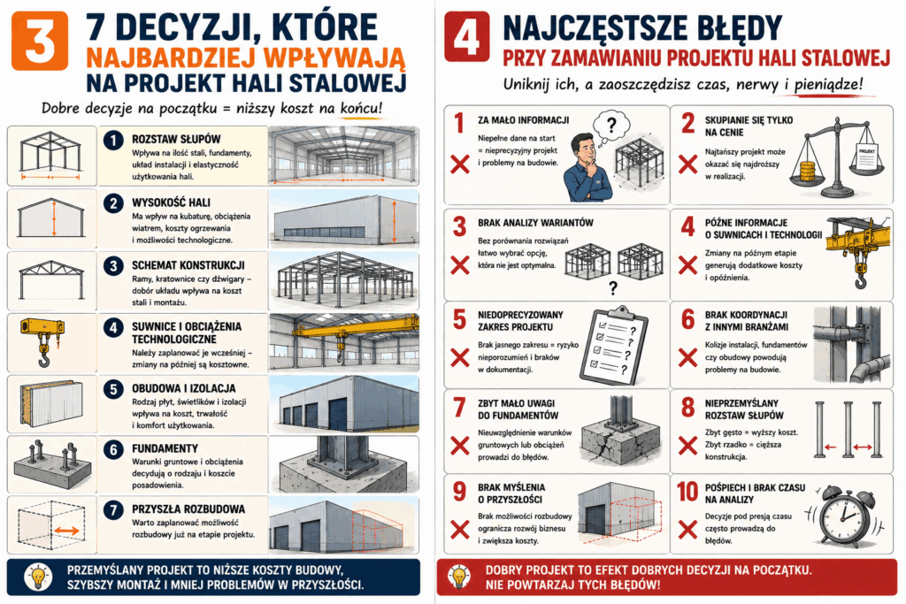 Projekt hali stalowej - błędy