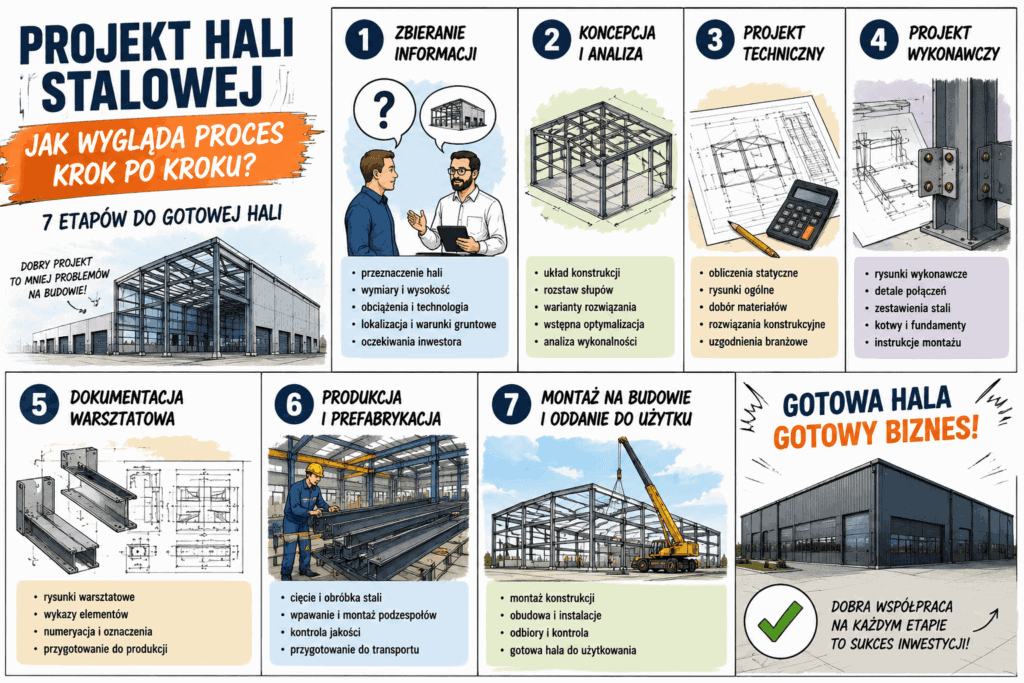 Projekt hali stalowej - proces