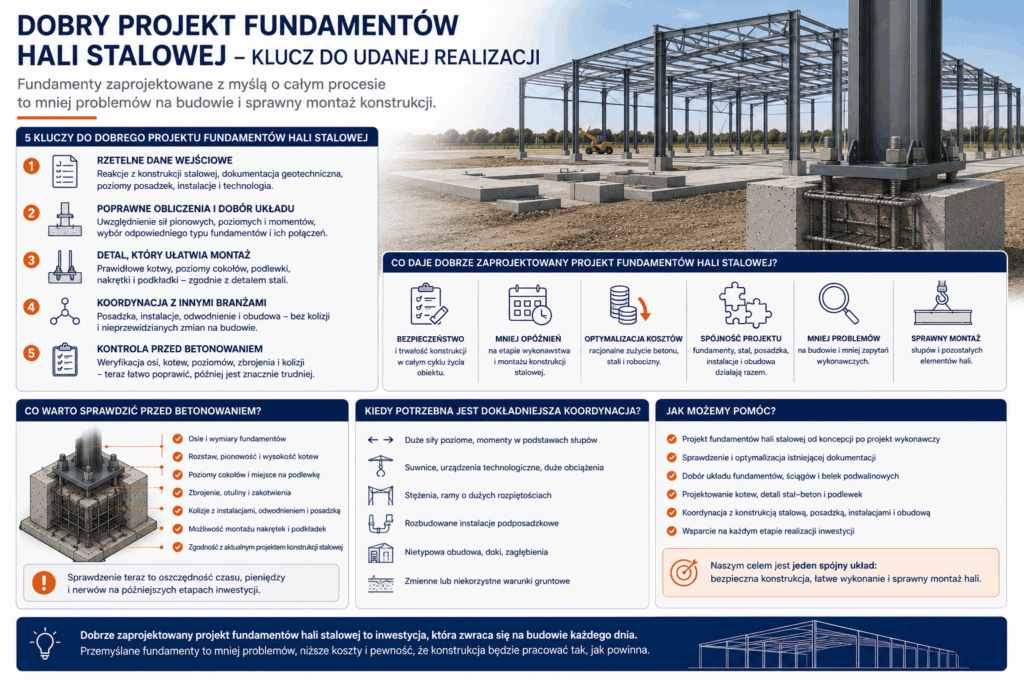 Projekt fundamentów hali stalowej 5