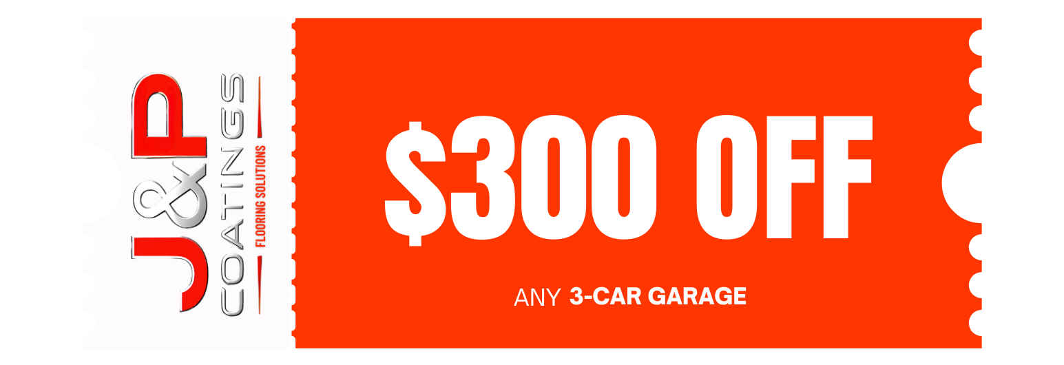A coupon from J&P Coatings gives $300 off garage floor coatings for three-car garages in Ohio.