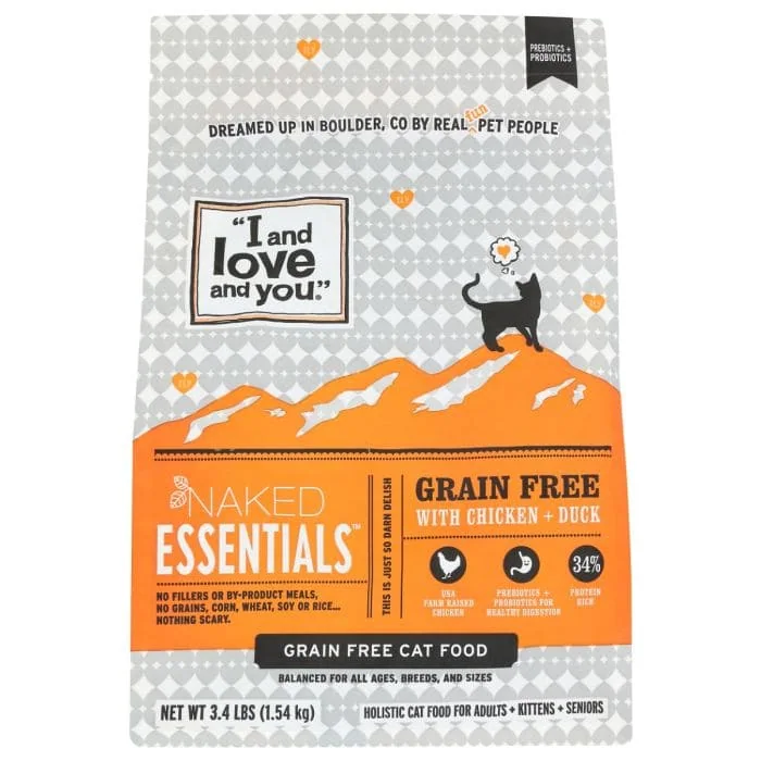 I and LOVE and YOU: Naked Essentials Kibble Chicken & Duck Cat Food, 3.4 lb
