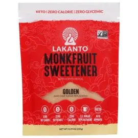 LAKANTO: Golden Monkfruit and Erythritol Sweetener Raw Cane Sugar Replacement, 8.29 oz