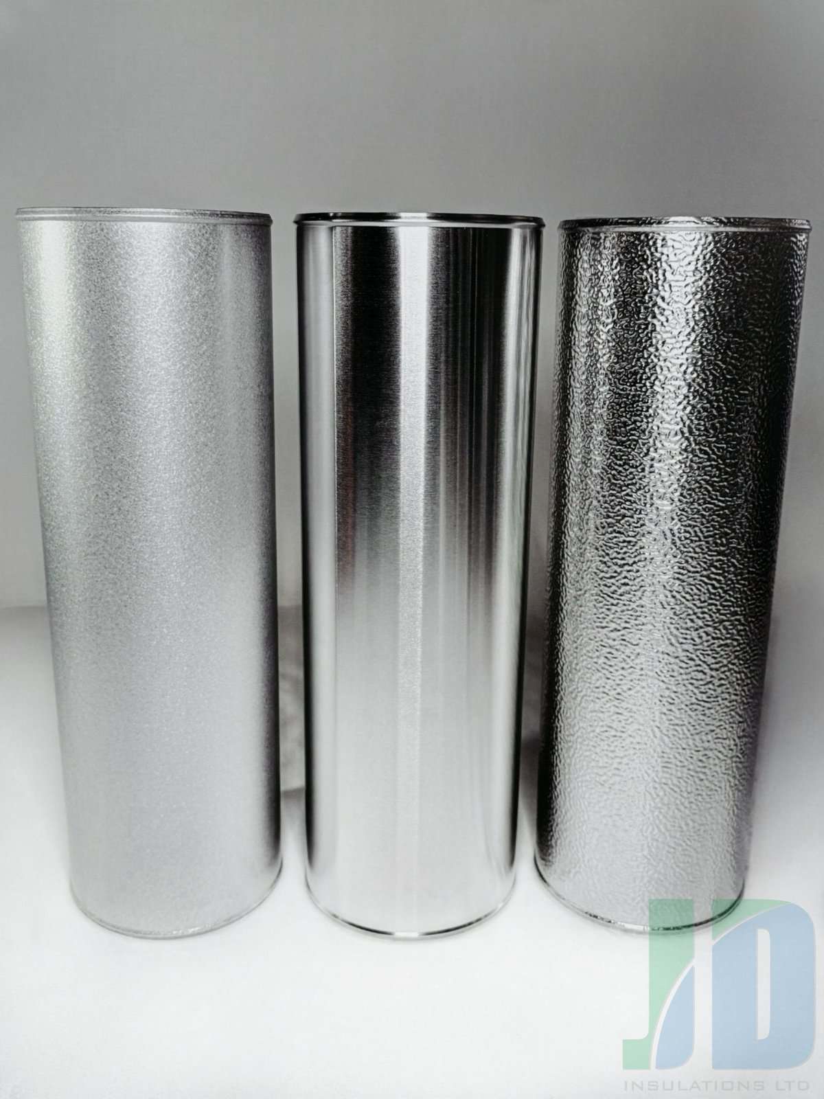 Three silver cylindrical insulation tubes displayed.