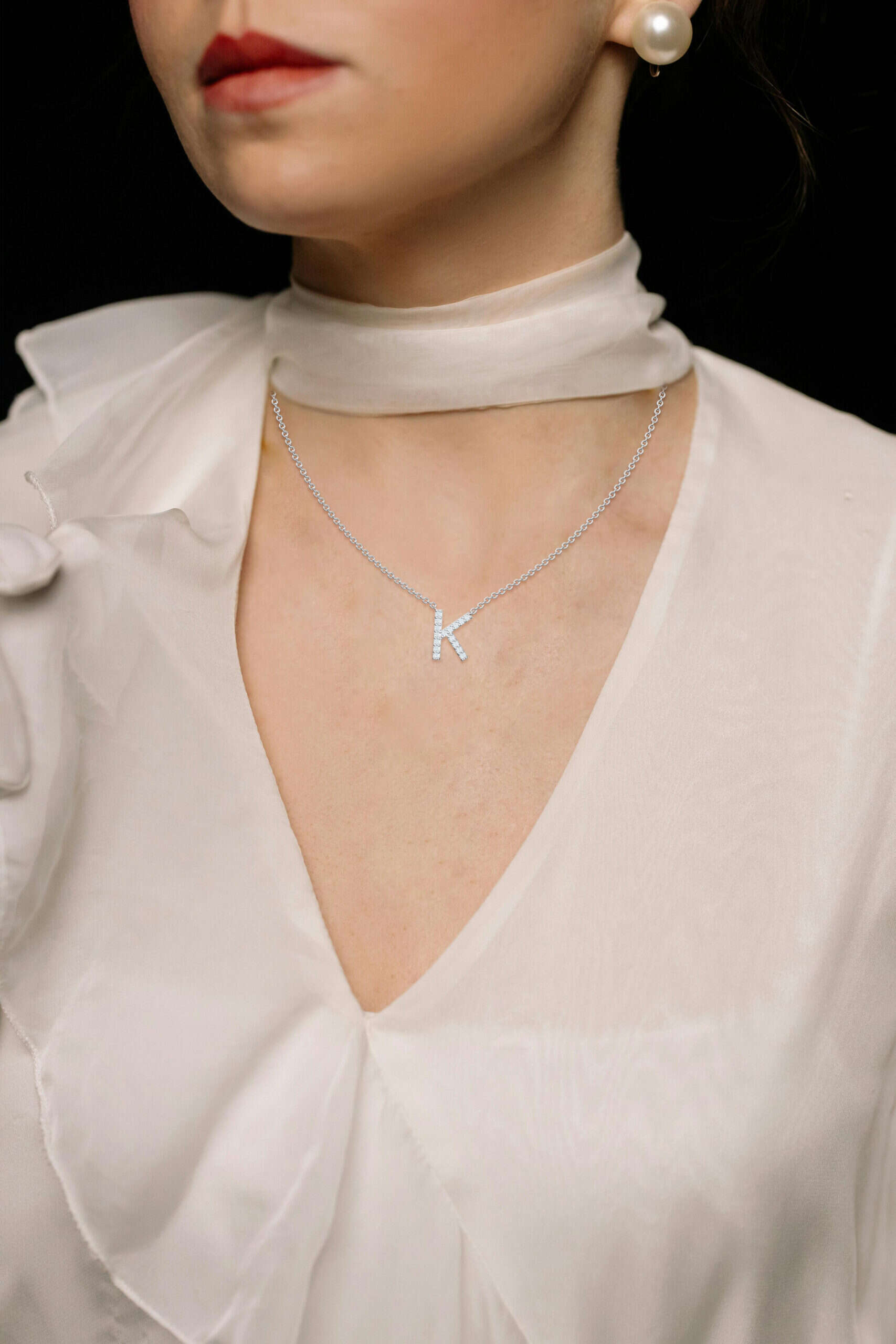 Initial Icons "K" Diamond Letter Necklace - PLEASURE DIAMONDS L.L.C. 3
