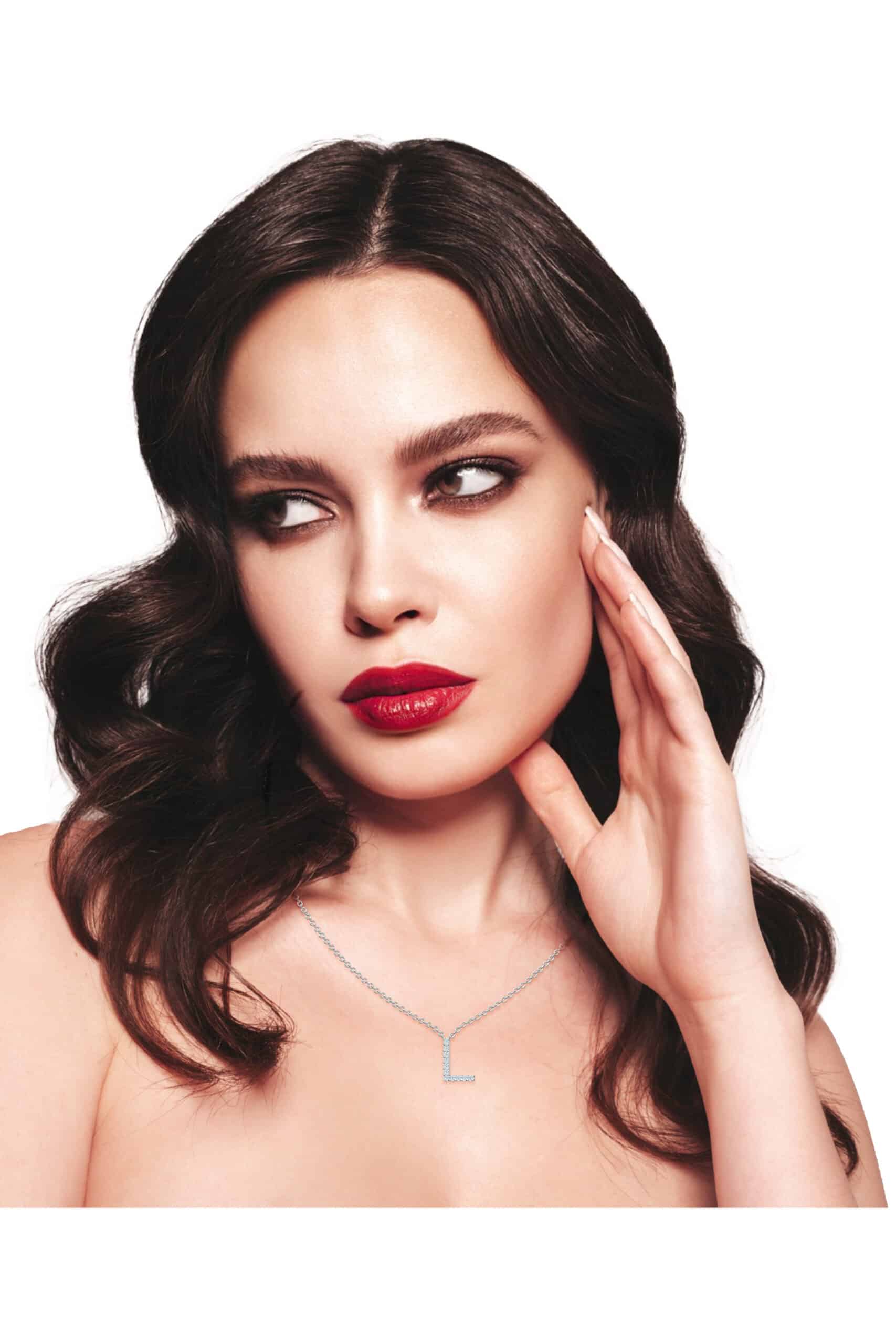 Initial Icons "L" Diamond Letter Necklace - PLEASURE DIAMONDS L.L.C. 3
