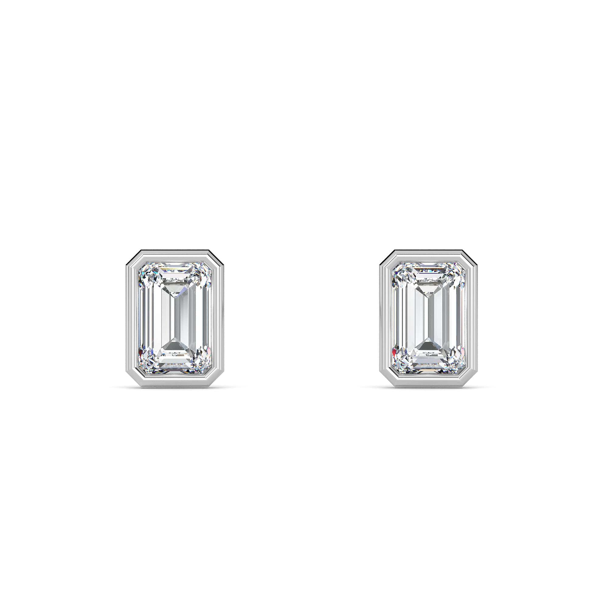 Emerald Bezel Diamond Studs - PLEASURE DIAMONDS L.L.C. 3