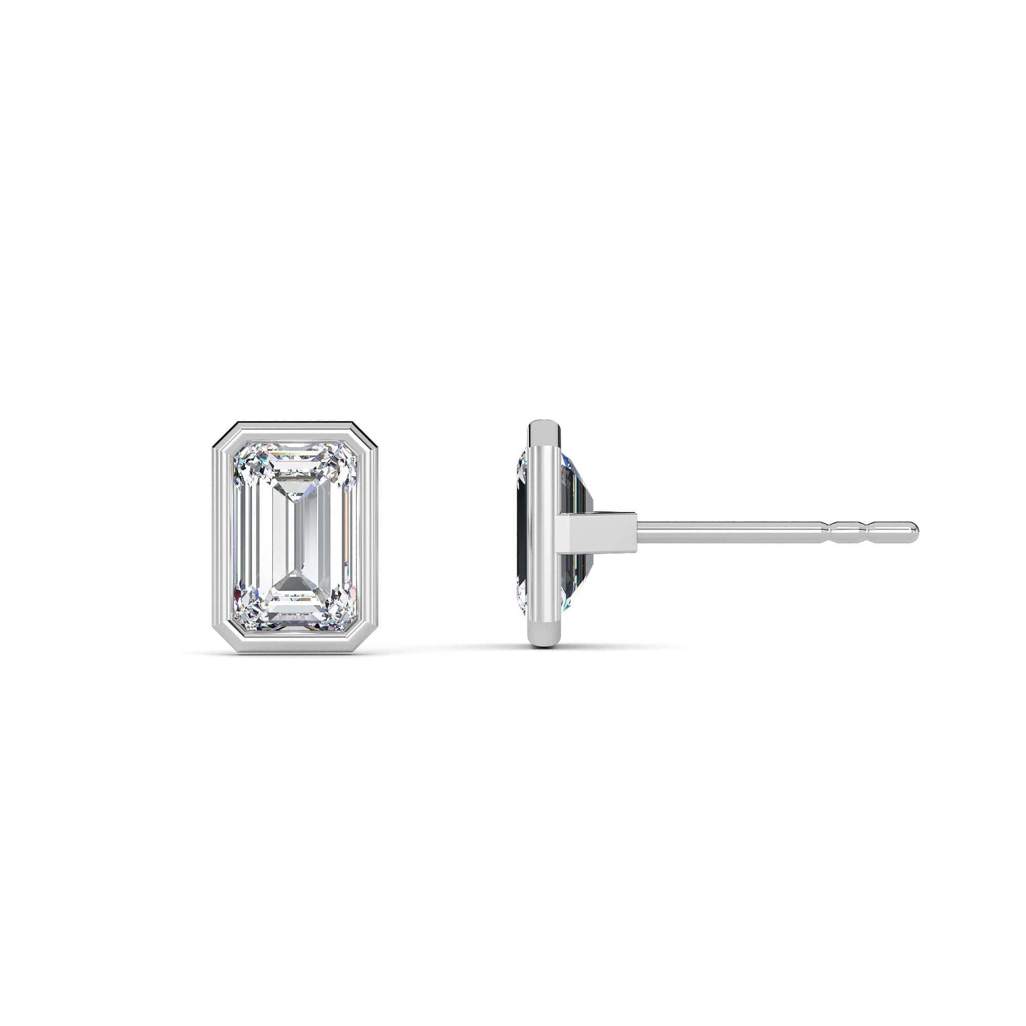 Emerald Bezel Diamond Studs - PLEASURE DIAMONDS L.L.C. 2