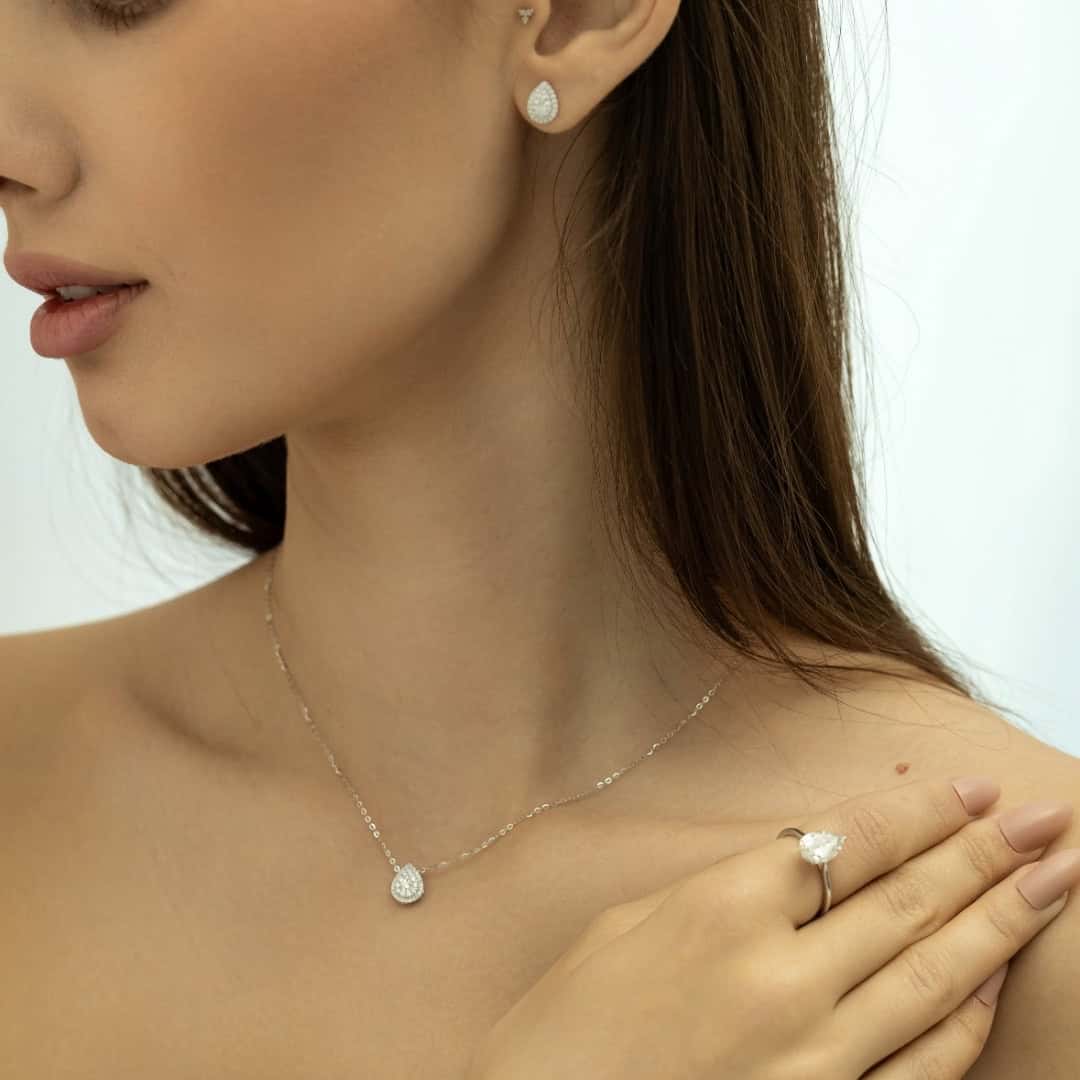 Illuminate Pear Natural Diamond Necklace - PLEASURE DIAMONDS L.L.C. 7