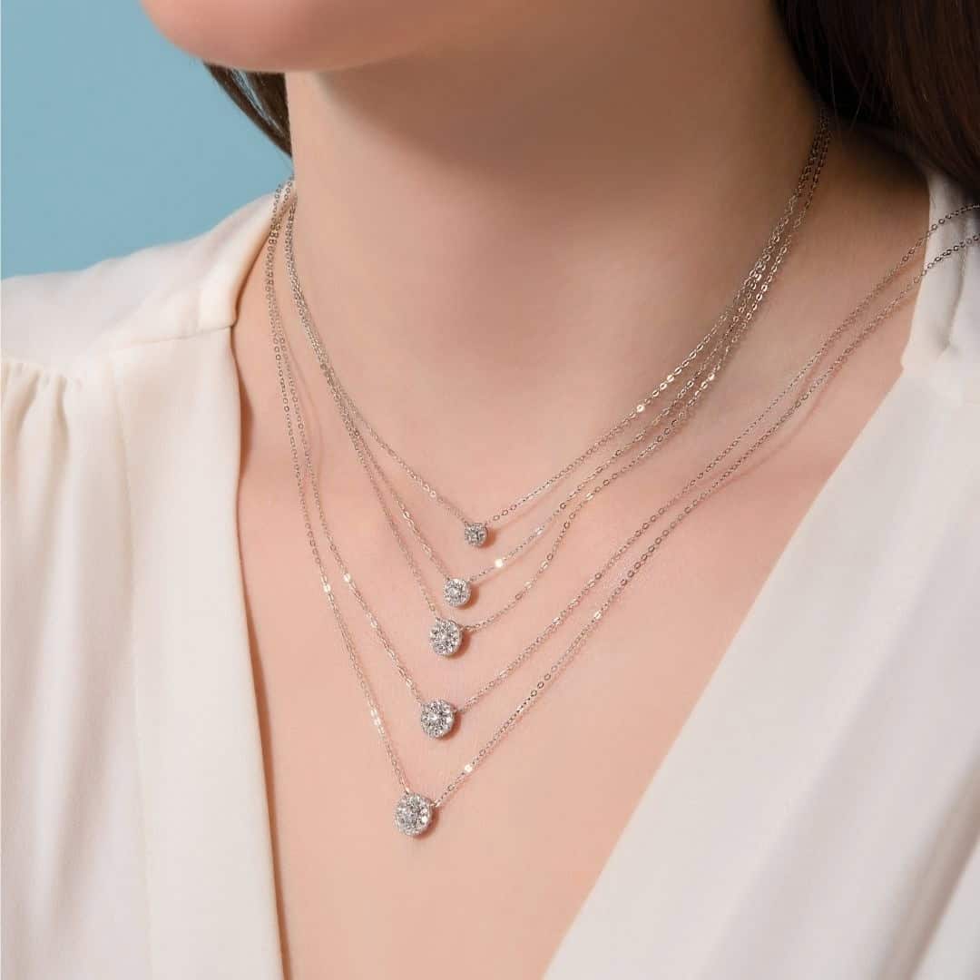 Illuminate Round Natural Diamond Necklace - PLEASURE DIAMONDS L.L.C. 5