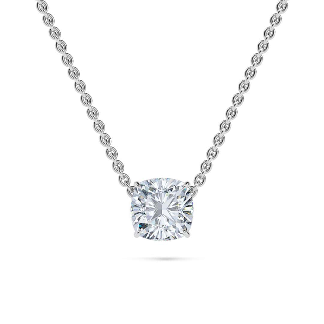 Cushion Solitaire Diamond Necklace - PLEASURE DIAMONDS L.L.C. 1