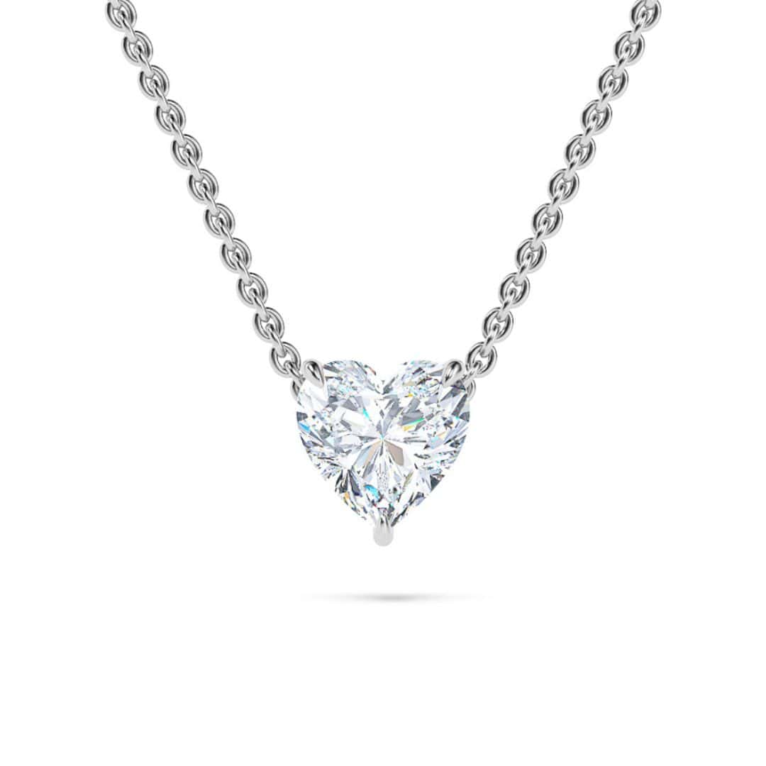 Heart Solitaire Diamond Necklace - PLEASURE DIAMONDS L.L.C. 1