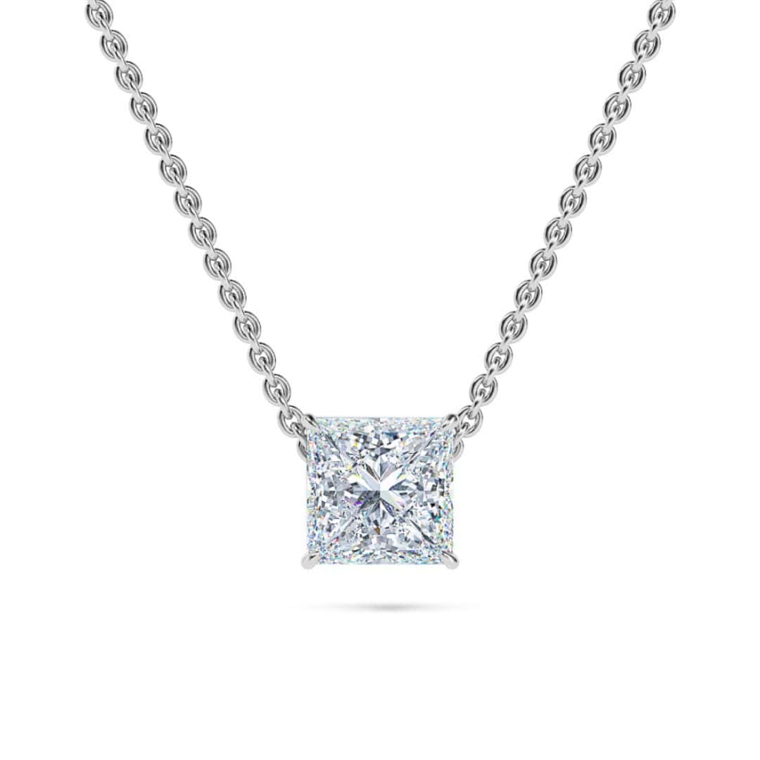 Princess Solitaire Diamond Necklace - PLEASURE DIAMONDS L.L.C. 1