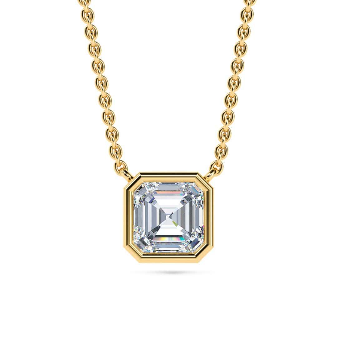 Asscher Bezel Solitaire Diamond Necklace - PLEASURE DIAMONDS L.L.C. 1