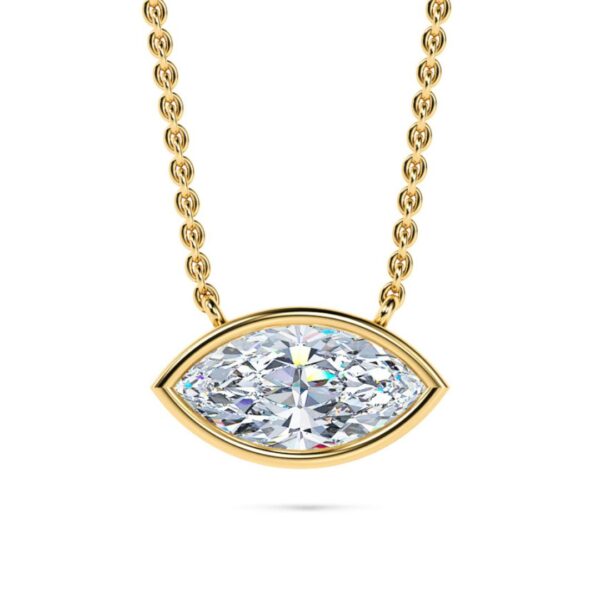 Marquise Bezel Solitaire Diamond Necklace - PLEASURE DIAMONDS L.L.C. 1