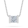 Princess Solitaire Diamond Necklace (Bar Setting) - PLEASURE DIAMONDS L.L.C. 5