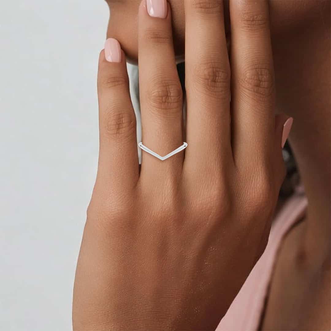 V-Shape Plain Gold Wedding Band - PLEASURE DIAMONDS L.L.C. 7