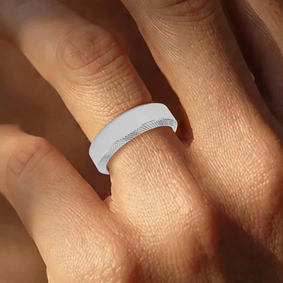Knurl Edge Textured Men's Gold Wedding Band - PLEASURE DIAMONDS L.L.C. 2