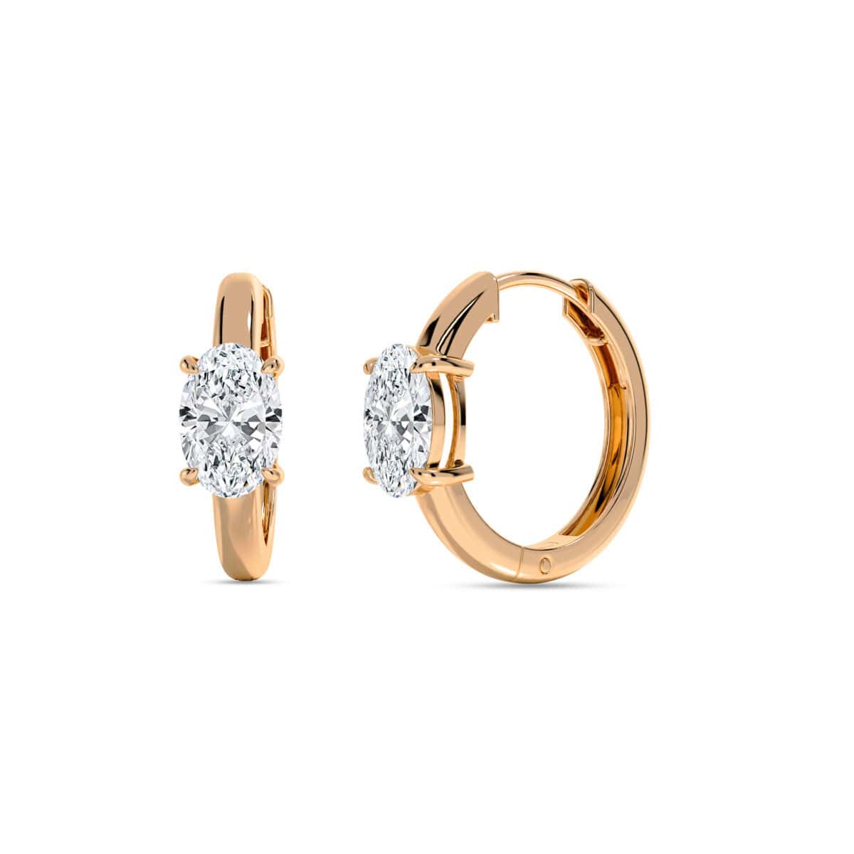 Oval Diamond Hoop Earrings - PLEASURE DIAMONDS L.L.C. 1