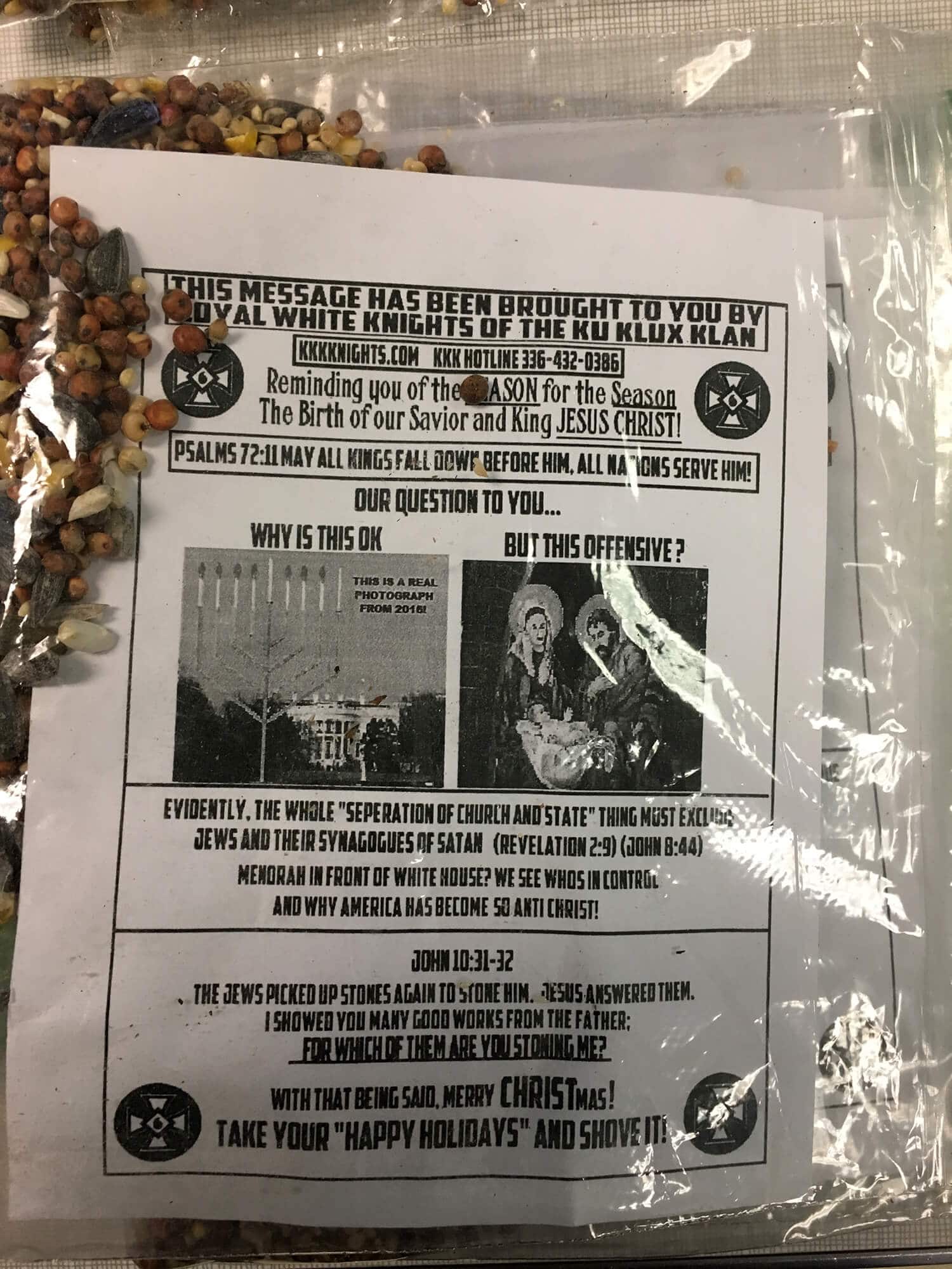 Materials distributed in Squirrel Hill on 12-9-2018