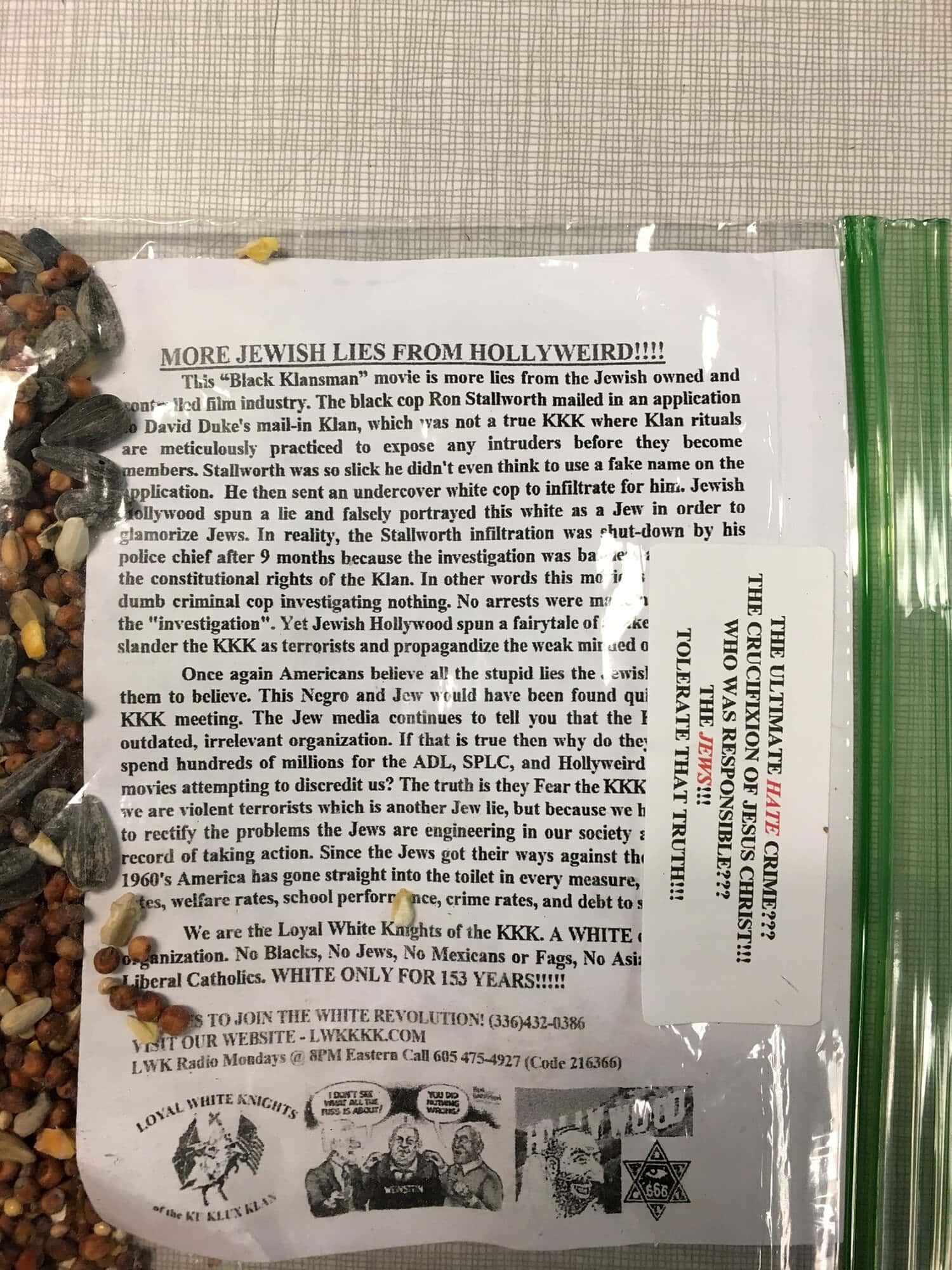 Materials distributed in Squirrel Hill on 12-9-2018