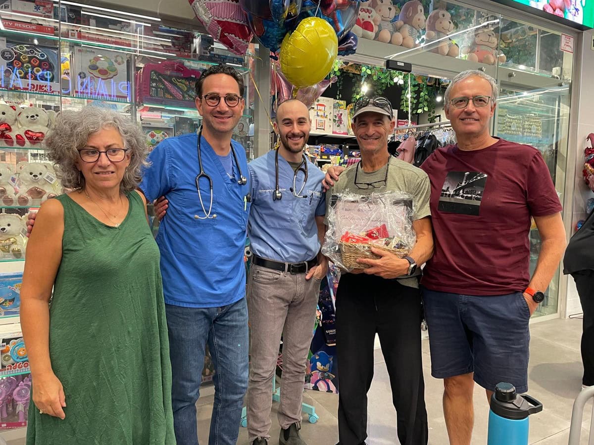 P2G committee member Galit Erner from Misgav with 3 Pittsburgh volunteer doctors: Matthew Keller, Natan Cramer, Alan Tissenbaum; and Arie Erner, former P2G from Misgav.