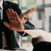 Person refusing a bribe