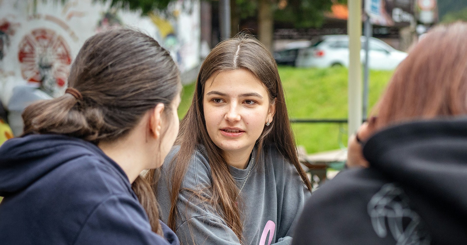 students talking