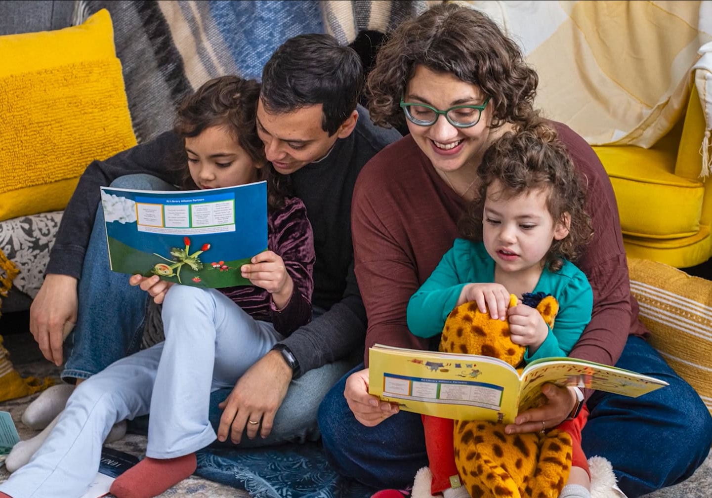 PJ Library Family Reading on Floor