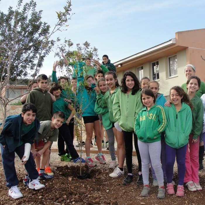 Reut School-Eco connection pomegranate tree planting - Dec 2014