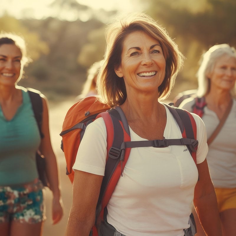 women hiking