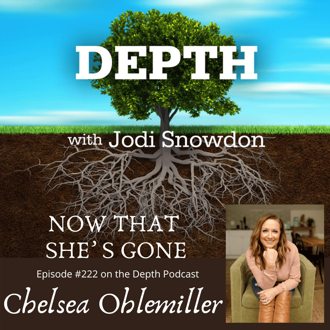Podcast cover image featuring a tree and episode details with Chelsea Ohlemiller.