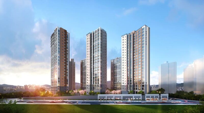 광명 시티프라디움 에듀하임 1순위 조건 - 광명 시티프라디움 에듀하임 단지 투시도 — 6개 동 외관이 보이는 컷