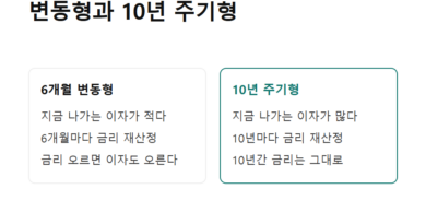장기 고정금리 주담대 갈아타기 - 변동형과 10년 주기형 성격 비교 카드 — 장기 고정금리 주담대 갈아타기 판단 기준