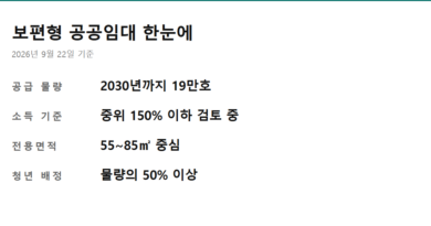 보편형 공공임대 - 보편형 공공임대 공급 물량과 입주 기준을 항목으로 정리한 요약 카드