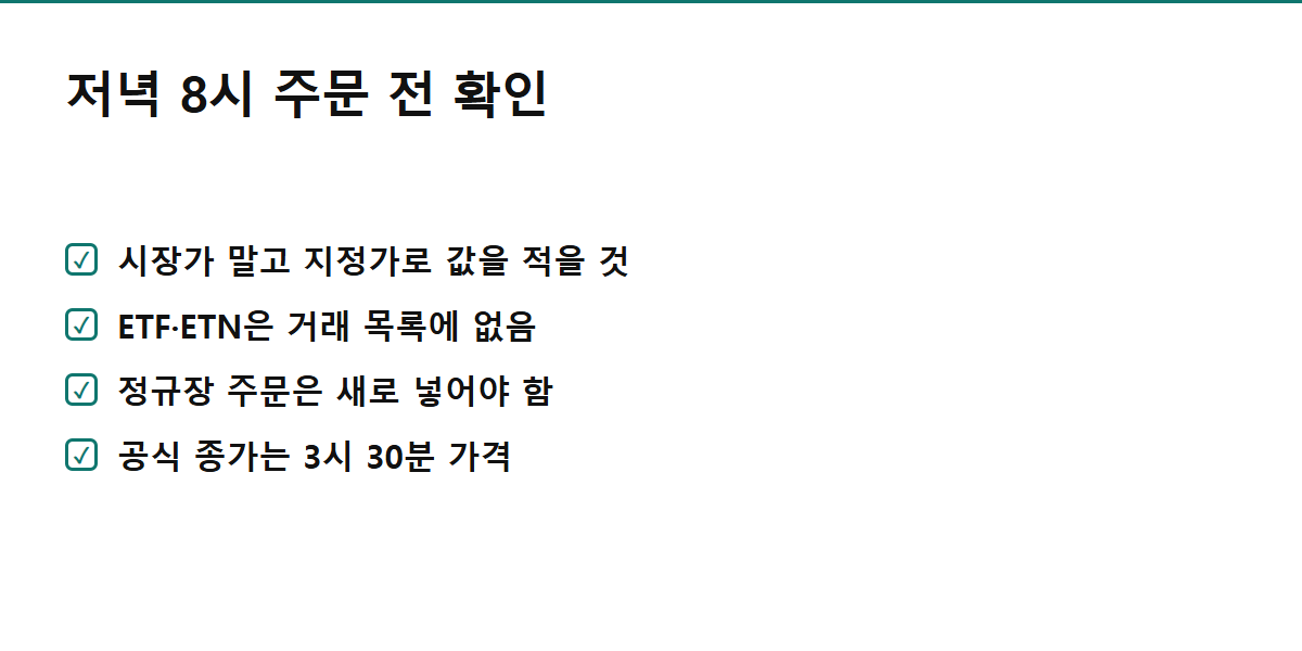 애프터마켓 거래시간에 주문 넣기 전 확인할 네 가지 체크리스트