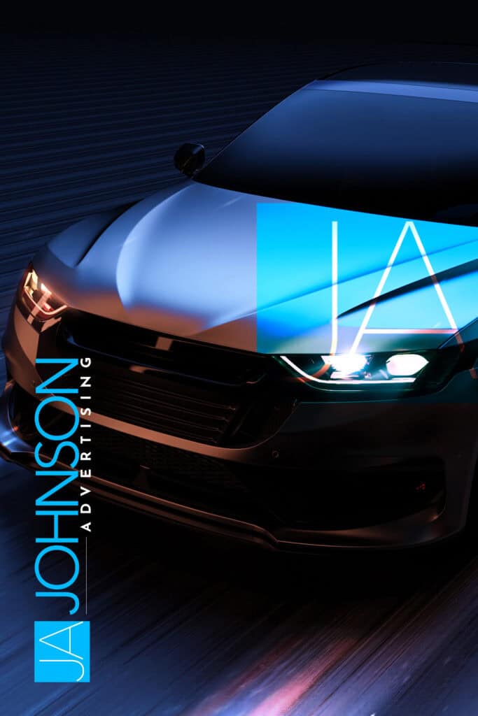High-performance modern car with sleek design, illuminated headlights, and dynamic motion shot, emphasizing automotive innovation and speed.